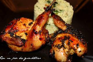 Codornices con cous-cous de pasas y espinacas Codornices con cous-cous de pasas y espinacas