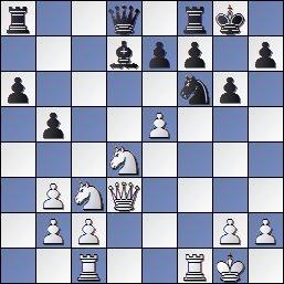 Posición después de 17. Taxc1 Posición de la partida Pere Cherta contra Angel Ribera en el Torneo Regional de Ajedrez de Vic 1940