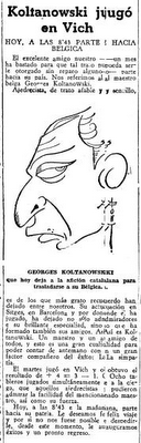 Torneo Regional de Ajedrez de Vic 1940, indiscutible triunfo de Antonio Medina Recorte de El Mundo Deportivo