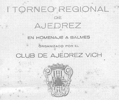 Torneo Regional de Ajedrez de Vic 1940, indiscutible triunfo de Antonio Medina Cartel del Torneo Regional de Ajedrez de Vic 1940
