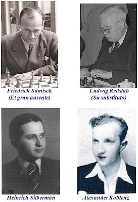Los ajedrecistas foráneos Friedrich Sämisch, Ludwig Rellstab, Heinrich Silberman y Alexander Koblenz Friedrich Sämisch, Ludwig Rellstab, Heinrich Silberman y Alexander Koblenz