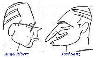 Caricaturas de los ajedrecistas Ángel Ribera y José Sanz Caricaturas de Ángel Ribera y José Sanz