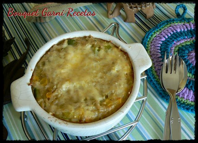 Cazuelas de verduras, legumbres y arroz