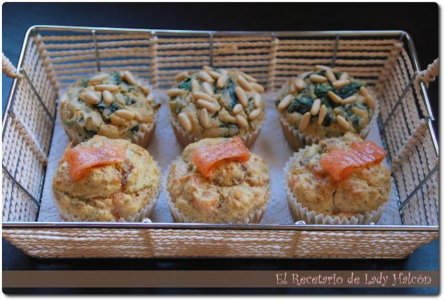 Muffins salados de espinacas y salmón Muffins salados de espinacas y salmón