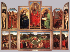 Van Eyck Poliptico Cordero Mistico Catedral Gante abierto De vuelta con dos grandes: Hopper y Arroyo