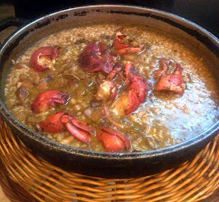 Arroz caldoso de bogavante en el Restaurante La Camarga en Barcelona Arroz caldoso de bogavante en el Restaurante La Camarga en Barcelona