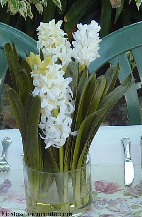 Decoración de mesa en el jardin:Lilas