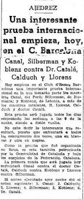 Recorte de prensa en El Mundo Deportivo sobre el Torneo Internacional de Ajedrez Barcelona 1936 Recorte de prensa en El Mundo Deportivo