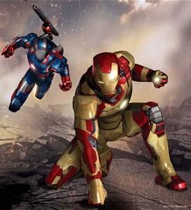 Dibujo promocional de Iron Patriot y la Mark XLVII de Iron Man 3