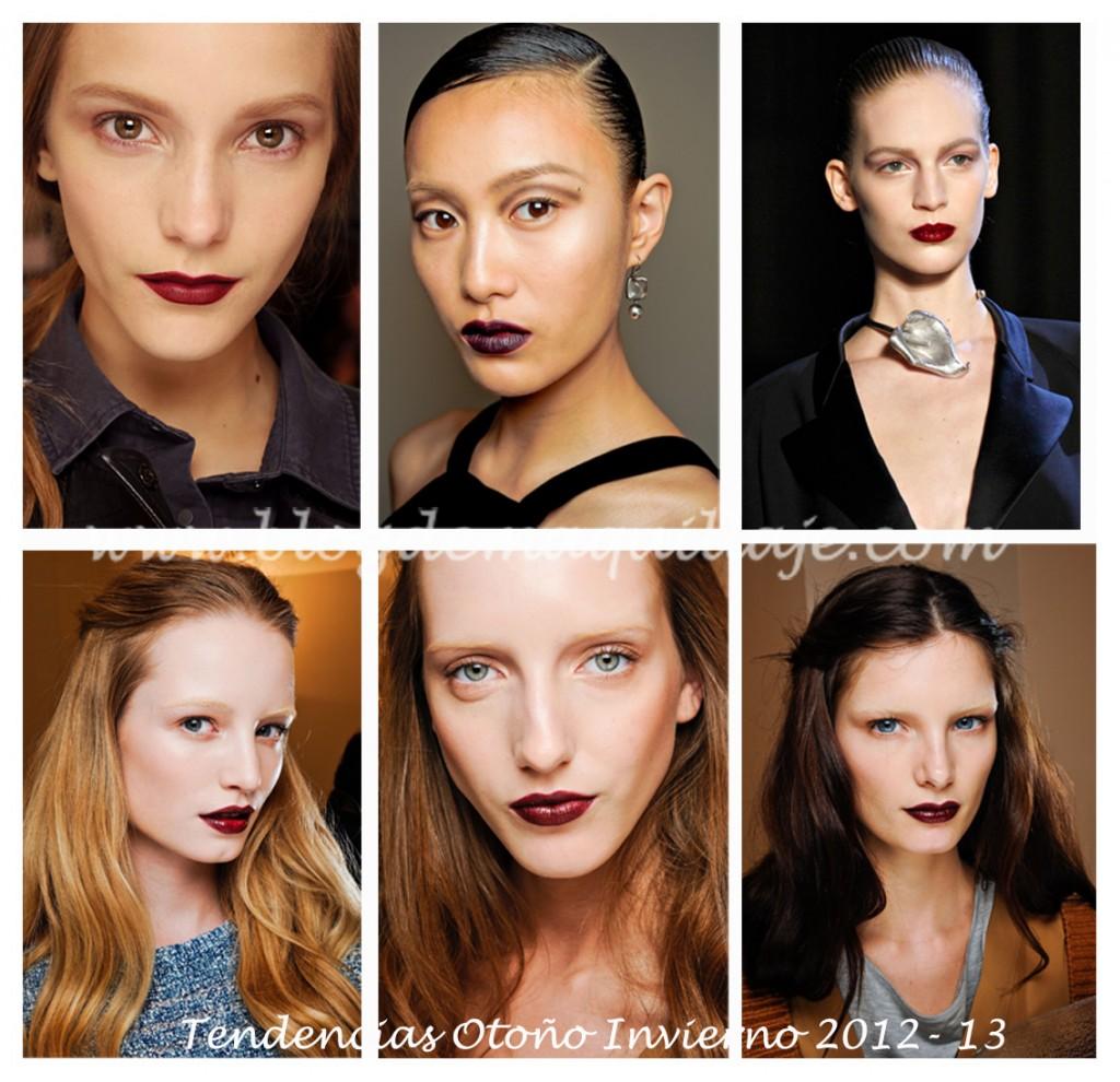 labios borgoña Maquillaje otoño invierno 2012-13 según las pasarelas