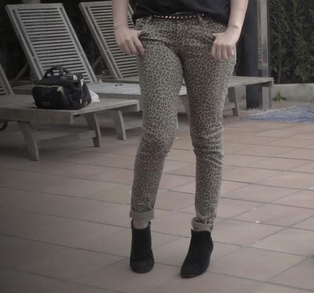 Studded belt + Leopard pants