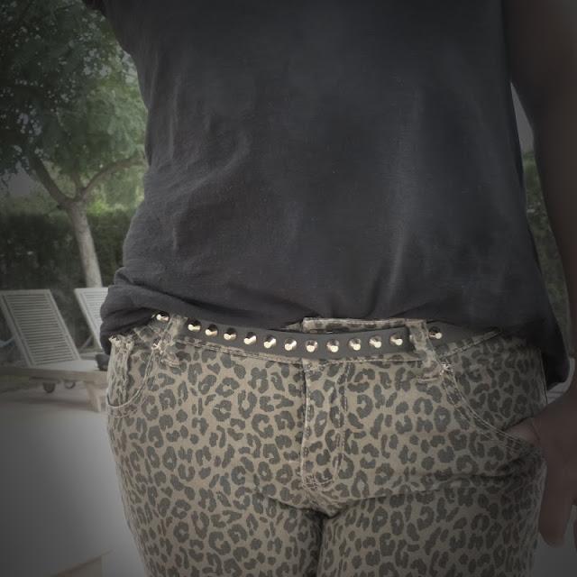 Studded belt + Leopard pants