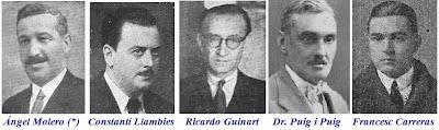Los artífices del torneo: Ángel Molero, Constantí Llambies, Ricardo Guinart, Dr Puig i Puig y Francesc Carreras Angel Molero, Constanti Llambies, Ricardo Guinart, Dr Puig i Puig y Francesc Carreras