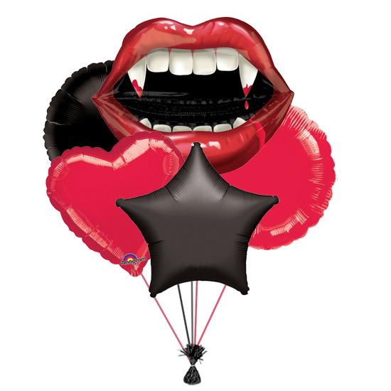 un ramillete de globos para fiestas vampiro