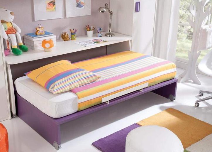 Mueble Juvenil - cama con escritorio de arrastre-2 Mueble Juvenil - cama con escritorio de arrastre-2