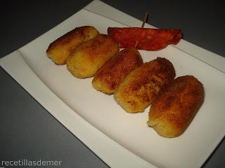 CROQUETAS CON HARINA DE GARBANZOS (de chorizo)