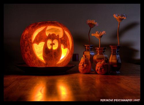 Calabaza de Halloween - Modelo murciélago Los mejores diseños para la calabaza de Halloween