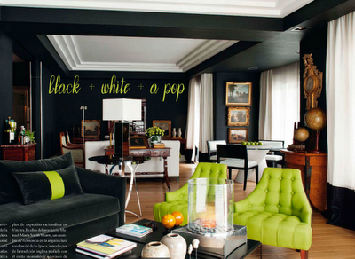 Interiores de Casas Pop: Black + White + a Pop