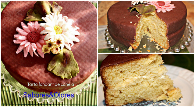 TARTA FONDAT  DE CANELA CON GERBERAS