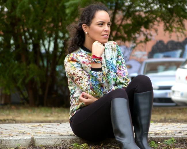 BLACK BOOTS + FLOWER JACKET BLACK BOOTS + FLOWER JACKET