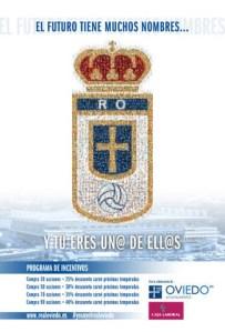 Cartel en el que el Real Oviedo anima a la compra de acciones del club (Foto: Web Oficial Real Oviedo)