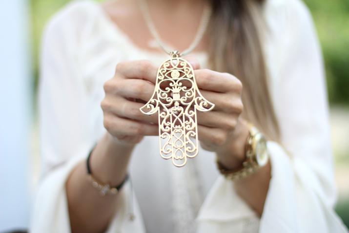 Fatima hand gold Fatima hand necklace blogger