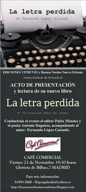 Presentación de La letra perdida, de Fernando López Guisado