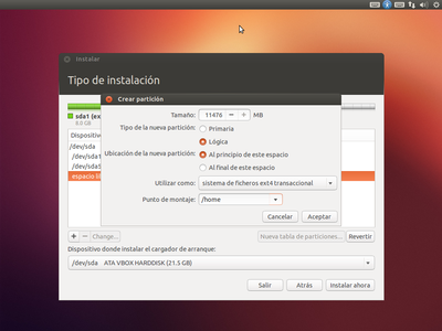 Particionar el disco duro para la instalación de Ubuntu particiones4 th Particionar el disco duro para la instalación de Ubuntu