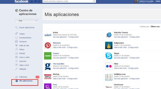 Facebook-MisaplicacionesCentro de aplicaciones ¿Cómo administrar aplicaciones a las que les dimos permiso en facebook?