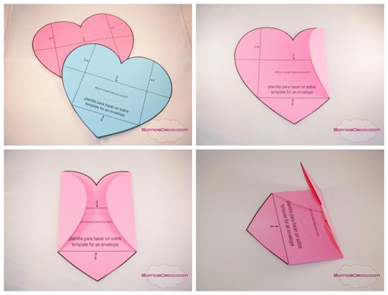 CÓMO HACER UN SOBRE CON UN CORAZÓN (PLANTILLA IMPRIMIBLE) sobre para regalar dinero