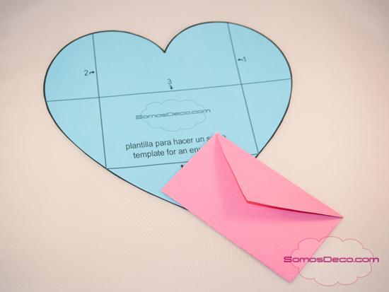 CÓMO HACER UN SOBRE CON UN CORAZÓN (PLANTILLA IMPRIMIBLE) cómo hacer un sobre