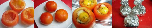 Huevos en cesta de tomate