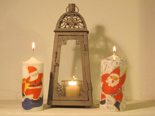 Velas decoradas con adornos de servilletas , cintas y purpurina DIY adorno navideño velas decoupage servilletas navidad decoracion