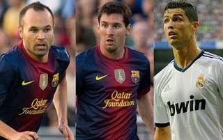 LOS FINALISTAS DEL BALÓN DE ORO 2012: MESSI, CRISTIANO E INIESTA