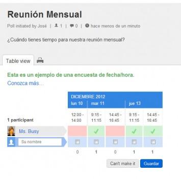 DoodleReuniónMensual Doodle.com: Servicio que te ayuda a Planificar un evento