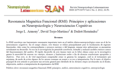 Resonancia Magnética Funcional (RMf): Principios y aplicaciones en Neuropsicología y Neurociencias Cognitivas - Armony y col.