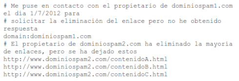 archivo txt en la herramienta desautorizacion enlaces