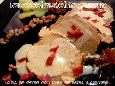 Lomo de cerdo con salsa de setas y granadas Lomo de cerdo con salsa de setas y granadas