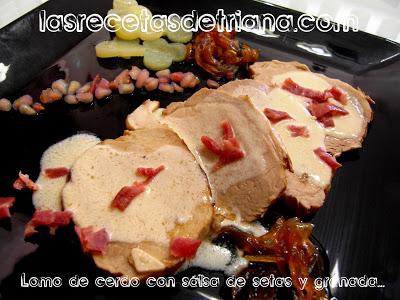 Lomo de cerdo con salsa de setas y granadas Lomo de cerdo con salsa de setas y granadas