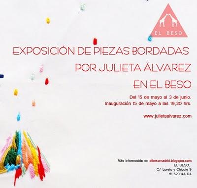 Exposición de piezas bordadas de Julieta Álvarez en El Beso