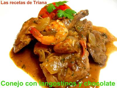 Conejo con langostinos y chocolate Conejo con langostinos y chocolate