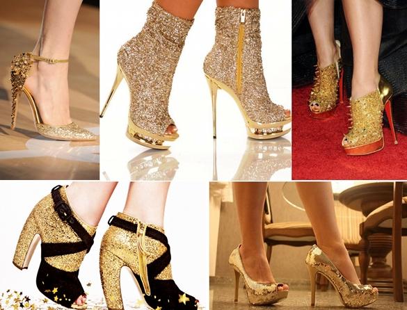 tendencias zapatos dorados