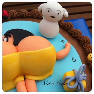 BIZCOCHO BUTTERMILK DE LIMÓN CON BUTTERCREAM DE CHOCOLATE y CULO DE SHIN CHAN