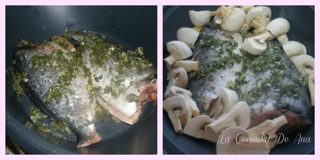 Dorada con salsa bercy y verduras al vapor Dorada con salsa bercy y verduras al vapor