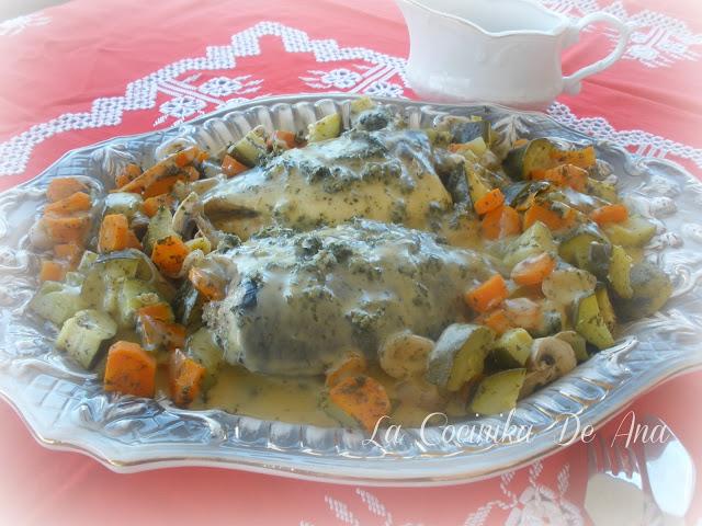 Dorada con salsa bercy y verduras al vapor Dorada con salsa bercy y verduras al vapor