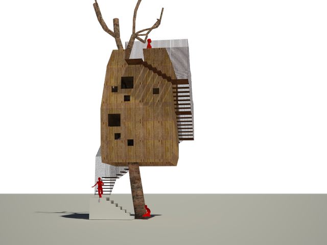 Boceto de casa en le árbol en Úbeda Casa en el árbol