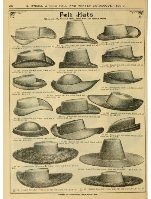 Moda Otoño / Invierno 1890 Hats of H. O'Neill and Company