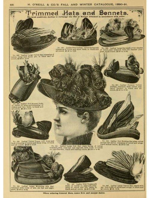 Moda Otoño / Invierno 1890 Hats of H. O'Neill and Company