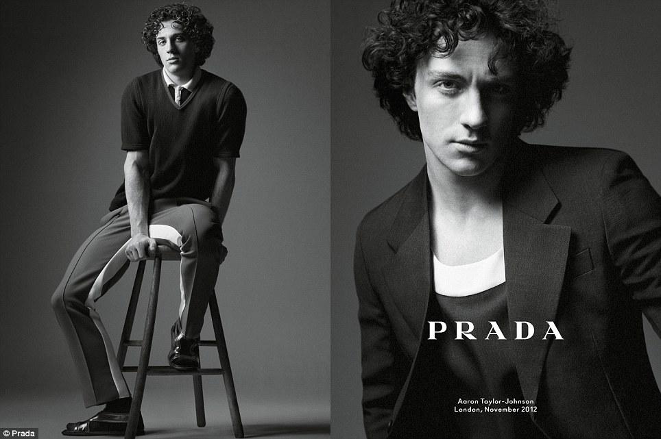 PRADA Spring 2013: Benicio del Toro y Eva Herzigova! Monochrome: Anna Karenina star Aaron Taylor-Johnson features in the intimate black and white portraits shot in London by David Sims