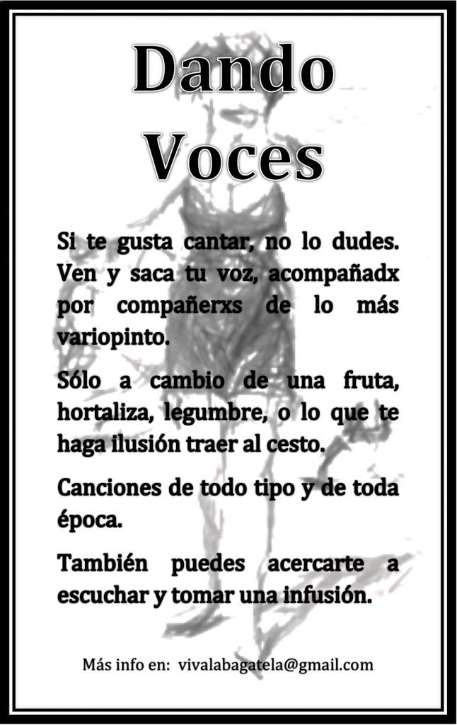 Canto_Flyer_Bagatela_Detrás DANDO VOCES. Encuentros cantores por trueque.